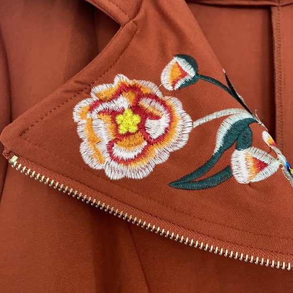 Embroidered Jacket with Asymmetrical Zipper - Picture 3 of 9